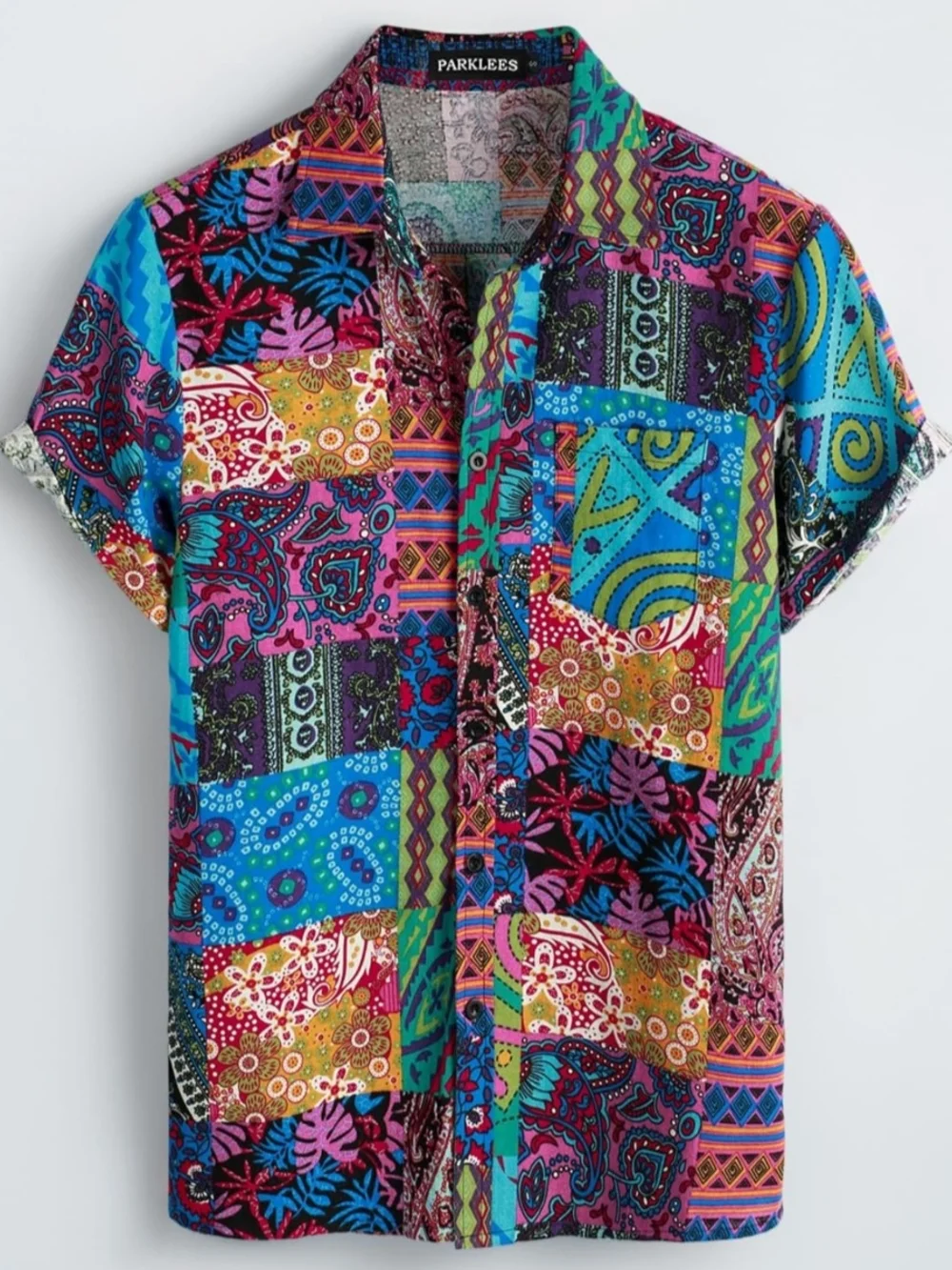 PARKLEES hippie vintage cotton linen blend shirt 2XL